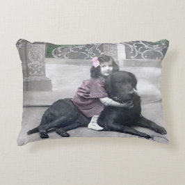 少女と愛犬 アクセントクッション