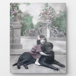 少女と愛犬 フォトプラーク