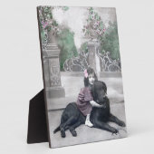 少女と愛犬 フォトプラーク (側面)