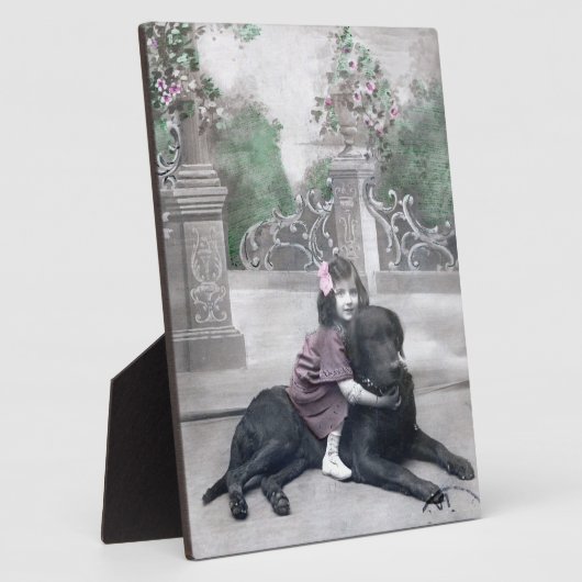 少女と愛犬 フォトプラーク (側面)