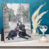 少女と愛犬 フォトプラーク (側面)