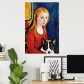 少女と犬 | AIアートポスター ポスター (ホームオフィス)