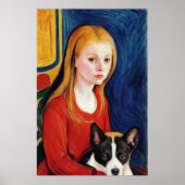 少女と犬 | AIアートポスター ポスター (正面)