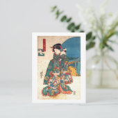 少女と猫,国芳猫の少女,国芳,浮世絵 ポストカード (スタンド正面)