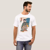 少女と猫,国芳猫の少女，国芳，浮世絵 Tシャツ (正面フル)