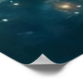 少女と赤ちゃんイルカが海で泳ぐ ポスター (角)