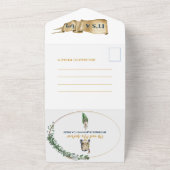 少女と赤ちゃん動物の野生のベビーシャワー オールインワン招待状 (外側)