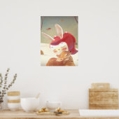 少女と鹿のハグ ポスター (キッチン)