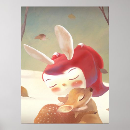 少女と鹿のハグ ポスター (正面)