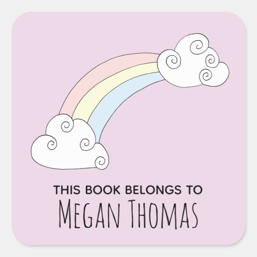 少女のかわいい本は虹の名前 スクエアシール (正面)