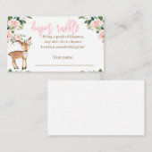 少女のためのウッドランド動物おむつラッフルカード エンクロージャーカード (正面/裏面)