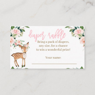 少女のためのウッドランド動物おむつラッフルカード エンクロージャーカード
