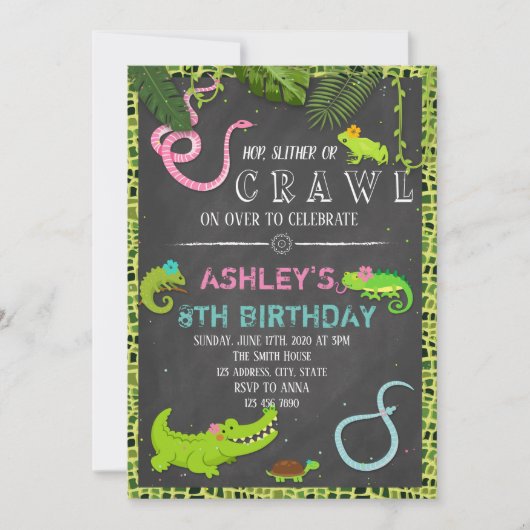 少女のは虫の誕生日パーティーの招待 招待状 (正面)