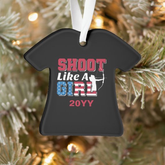 少女のように撃つ愛国的なアーチェリー引用文 オーナメント (ツリー)