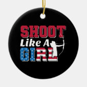 少女のように撃つ愛国的なアーチェリー引用文 セラミックオーナメント (正面)