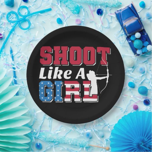 少女のように撃つ愛国的なアーチェリー引用文 ペーパープレート (パーティー)