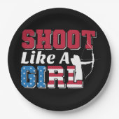 少女のように撃つ愛国的なアーチェリー引用文 ペーパープレート (正面)