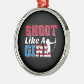 少女のように撃つ愛国的なアーチェリー引用文 メタルオーナメント (左)