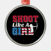 少女のように撃つ愛国的なアーチェリー引用文 メタルオーナメント (正面)