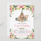 少女のウッドランドの誕生日の招待状 招待状 (正面)