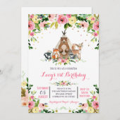 少女のウッドランドの誕生日の招待状 招待状 (正面/裏面)