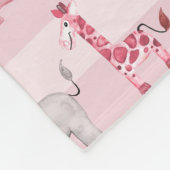 少女のピンクのサファストライプのリ動物が子どもの名前を付ける フリースブランケット (角)