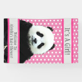 少女のピンクのベビーシャワーパンダベアカワイト 横断幕 (横)