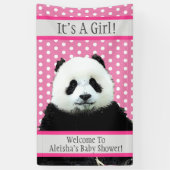 少女のピンクのベビーシャワーパンダベアカワイト 横断幕 (縦)