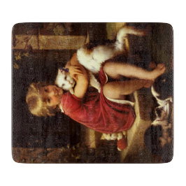 少女のペットお気に入りのネコ（ペロー） カッティングボード