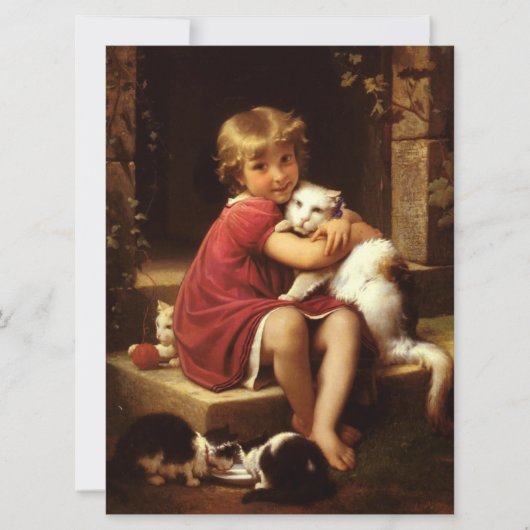 少女のペットお気に入りのネコ（ペロー） カード (正面)