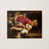 少女のペットお気に入りのネコ（ペロー） ジグソーパズル (横)