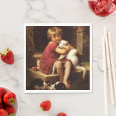 少女のペットお気に入りのネコ（ペロー） スタンダードランチョンナプキン (インサイチュ)