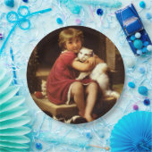 少女のペットお気に入りのネコ(ペロー) ペーパープレート (パーティー)