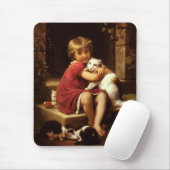 少女のペットお気に入りのネコ（ペロー） マウスパッド (マウス)