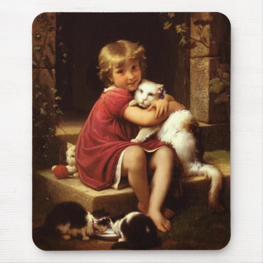 少女のペットお気に入りのネコ（ペロー） マウスパッド (正面)