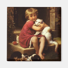 少女のペットお気に入りのネコ（ペロー） マグネット