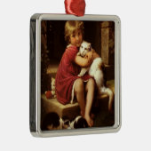 少女のペットお気に入りのネコ(ペロー) メタルオーナメント (右)