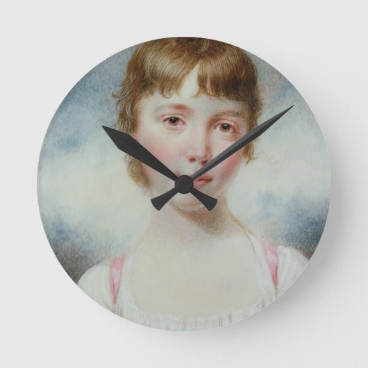 少女のミニチュア ラウンド壁時計 (正面)