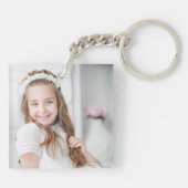 少女の写真ほこりっぽいピンクの最初の聖餐式 キーホルダー (裏面)