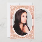 少女の写真確認 ピンクのバラ ゴールド エレガント 招待状 (裏面)