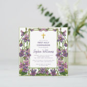 少女の初聖体拝領 紫と緑のスミレの花 招待状 (スタンド正面)