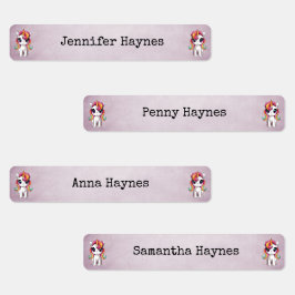 少女の名前ファブリック服のラベル虹のユニコーン ラベル