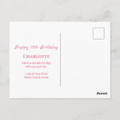 少女の大きな12歳の誕生日 ピンクの花と緑の葉 ポストカード (裏面)