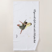 少女の妖精と黄色の翼のビーチタオル ビーチタオル (正面)