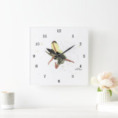 少女の妖精と黄色の翼の壁時計 スクエア壁時計 (ホーム)