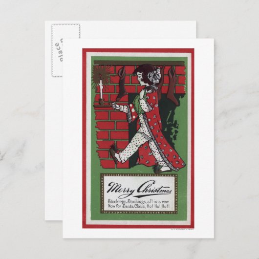 少女の持ち人形と燭台 ポストカード (正面/裏面)