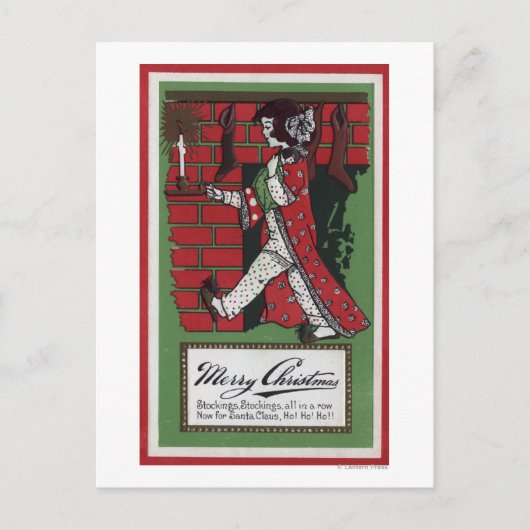 少女の持ち人形と燭台 ポストカード (正面)