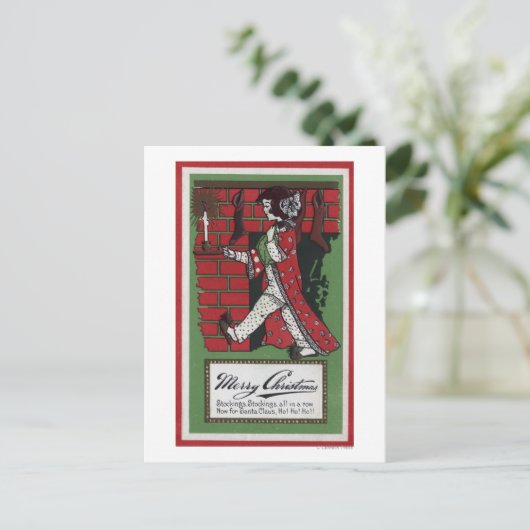 少女の持ち人形と燭台 ポストカード (スタンド正面)