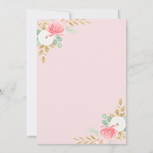 少女の最初の誕生日ピンクのフローラ写真 招待状 (裏面)