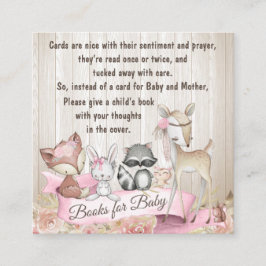 少女の森の動物が本の囲いを持ってくる スクエア名刺